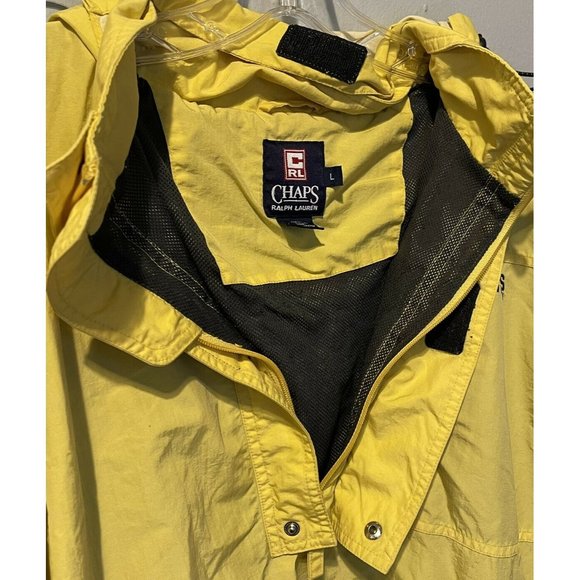 chaps ralph lauren windbreaker jacket large mens yellow netted hooded outdoors - Picture 7 of 7